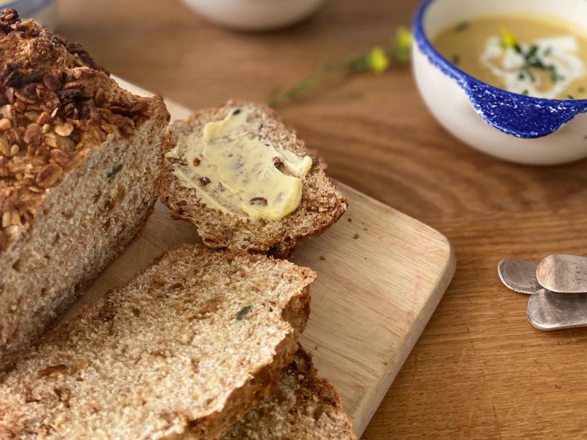 Corn Soup and Granola Bread1