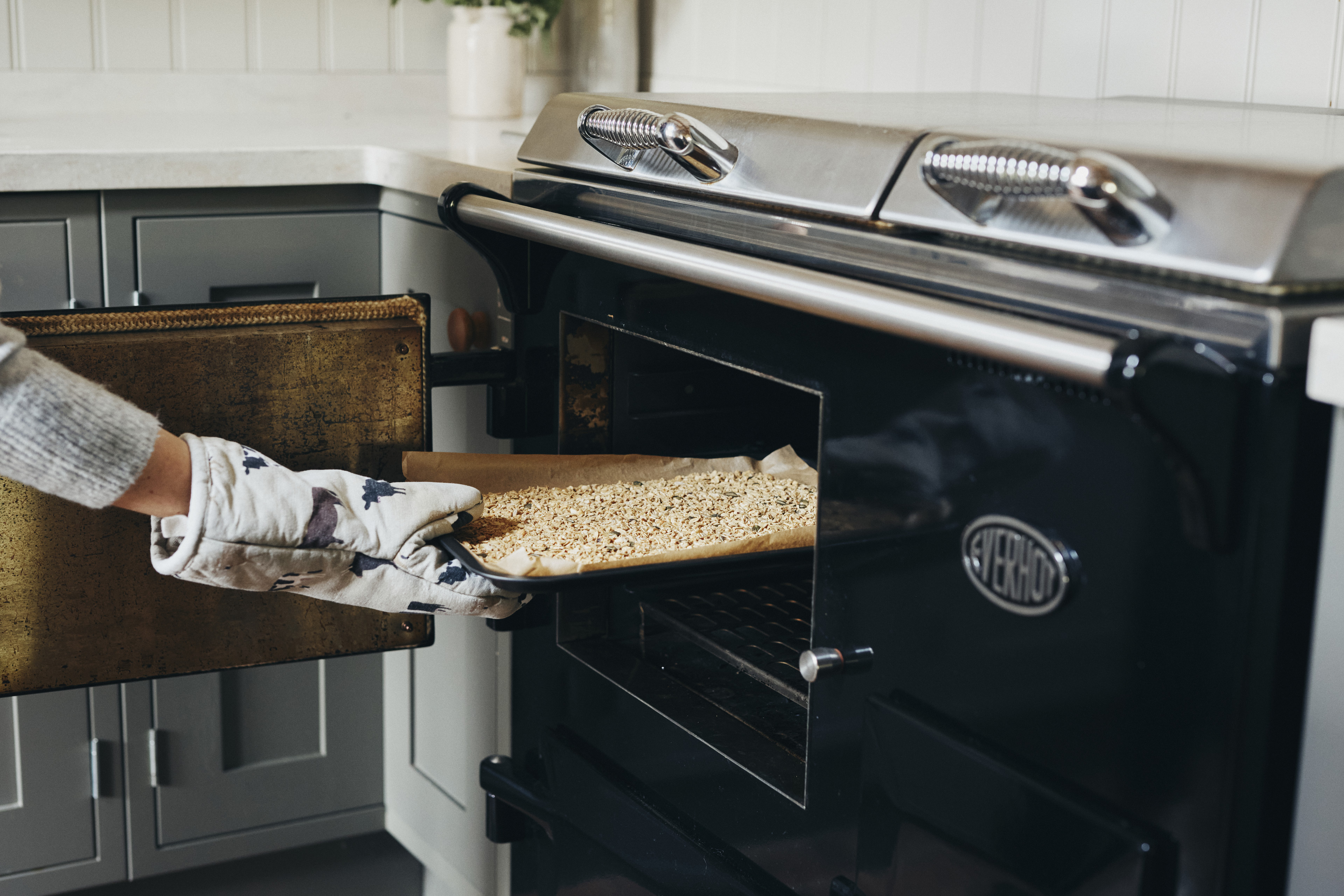 Granola in the oven